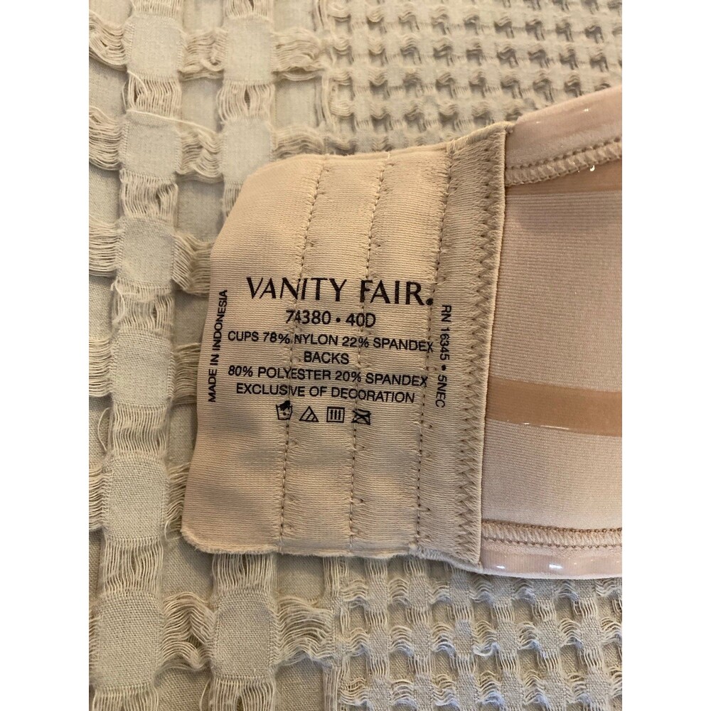Vanity Fair Strapless Underwire Bra 40D Nude Color 5 Hooks Model 74380 - Picture 4 of 9
